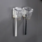 1 Piece Stainless Steel Toothbrush Wash Cup Holder, Home Perforation Free, Wall Mounted, Bathroom Shelf (New)