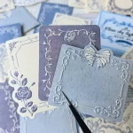 1 box of 30 sheets retro embossed floral border DIY writable decorative hard (New)
