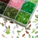 100 Acrylic Leaf Shaped Charms Colored Leaves Spacer Beads for DIY Necklaces Bracelets (New)