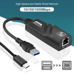 100/1000Mbps USB 3 Wired USB TypeC To Rj45 Lan Ethernet (New)