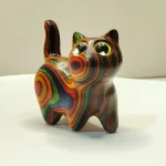 1 Painted Wooden Kitten Creative Wooden Sculpture Small Cat Home Festival Entrance Decoration (New)