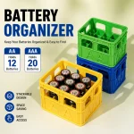 3D Printed Mini Crate Battery Organizer Stackable Storage Box for 12 AA AAA Batteries (New)