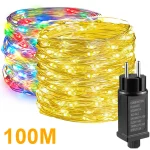 10M 100M Copper Wire LED Christmas Lights Outdoor LED String Garland Light 110V 220V (New)