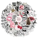 50 Silver Lucky Aesthetic Creative Graffiti Stickers DIY Manual Scrapbook Notebook Tablet Stickers (New)