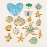 2 Stainless Steel Blue Enamel Ocean Series Bohemian Pendant for DIY Earrings Necklace (New)