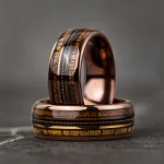 Fashion 8mm Rose Gold Color Stainless Steel Guitar String Rings for Men Koa (New)