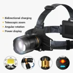 XHP360 Zoom LED Headlamp 36 LED Beads 18650 Rechargeable Adjustable Brightness Light For (New)