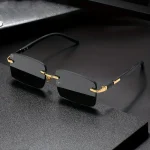 Rimless Sunglasses Rectangle Fashion Popular Women Men Shades Small Square Sun Glasses For (New)