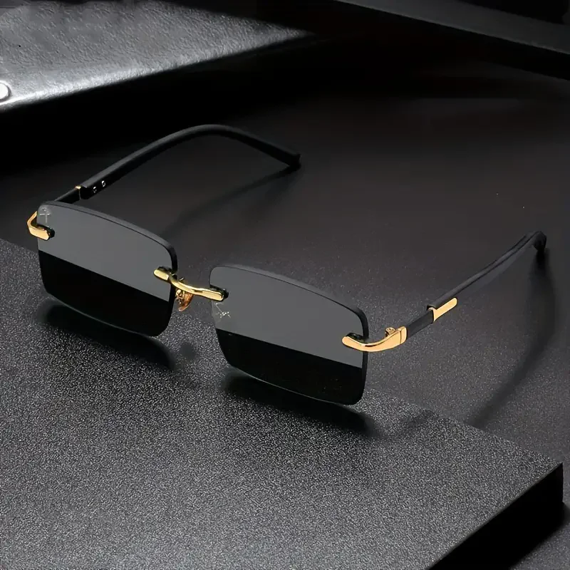 Se8c8f3d8acef41aabf1bbe43ad81101cW Rimless Sunglasses Rectangle Fashion Popular Women Men Shades Small Square Sun Glasses For (New) - Image 1