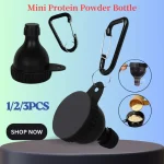 1 2 3 Portable Mini Protein Powder Bottle with Keychain & Funnel Medicine Box Container (New)