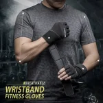 Fitness Gloves with Wrist Wrap Support for Lifting Training and Push Ups Half Finger Gym (New)