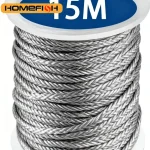 15m Stainless Steel Cable Rope Kits Heavy Duty Garden Wire Cable Balcony Railing (New)