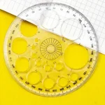 1 360 Degree Rotating Round Ruler   Transparent Blue Template with Circles & Degrees (New)