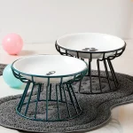 1 Ceramic Cat Food Bowl Wide Safe Pets Water Food Bowls Non Slip (New)