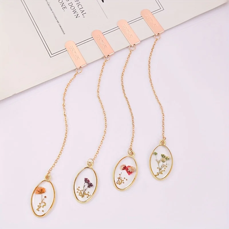Seb0862c6b1fd4408a7de1503842dff7eG Elegant Literary Bookmark Eye Catching Dried Flower & Crystal Alloy Book Clip for (New) - Image 1