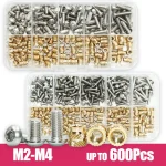 Hex Socket Screw 304 Stainless Steel Brass Insert Nut Set M2 M2.5 M3 (New)
