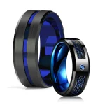 Fashion 8mm Black Tungsten Wedding Celtic Dragon Rings Inlaid Blue Zircon Stainless Steel (New)