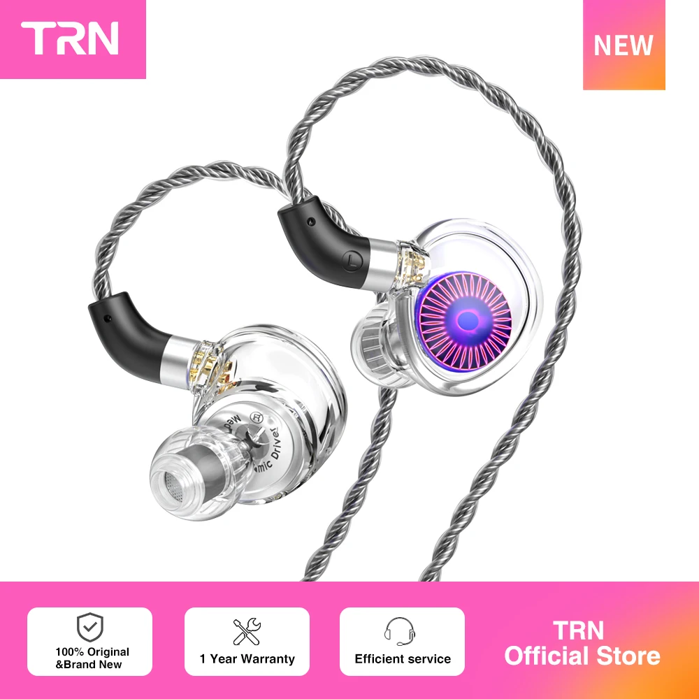 Sebd3d3cf44054c4c9157e16defb0a286Y TRN Medusa Headphones High performance HiFi Earphone DLC Dynamic Drivers IEMs with 2Pins Cable (New) - Image 1