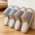 Mens Slip Resistant Linen Slippers Spring Summer Breathable House Shoes for Indoor Use, Non Slip (New)