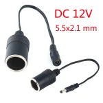 12V Female Car Cigarette Lighter Socket Plug Connector Charger Cable Adapter DC 5.5*2.1mm (New)