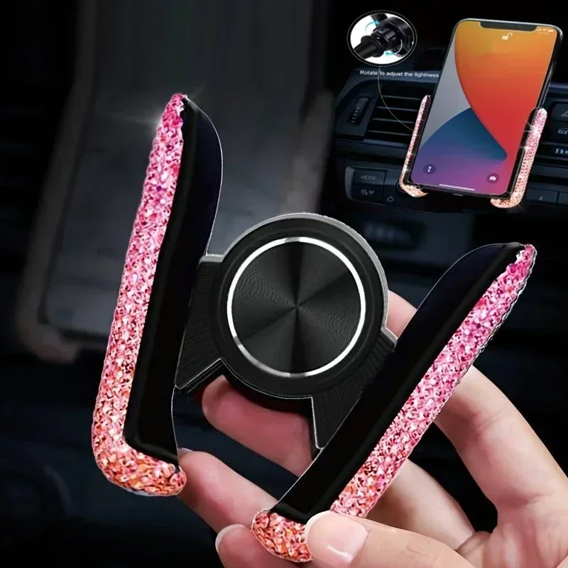 Secb72973fdff40a185ba11716962d190o Crystal Car Phone Holder Car Air Vent Mount Clip Mobile Phone Holder Woman (New) - Image 1