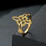 Stainless Steel Womens Retro Witch Knot Ring Hollowed out Celtic Knot Amulet Good (New)