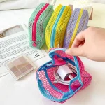 Dopamine Mesh Mini Pouch, Colorful Square Earphone Case, Portable Lipstick Cosmetic Bag, Breathable (New)