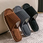 Mens open Toed Slippers Autumn and Winter Indoor Anti slip Breathable Bedroom Silent (New)