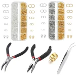 930 Box Jewelry Findings Kits Open Jump Rings Lobster Clasps Hooks Pliers Tweezers for (New)
