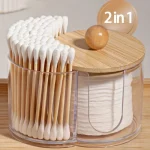 Holder with Dual Compartments   Clear Cotton Swab and Cotton Balls Organizer (New)