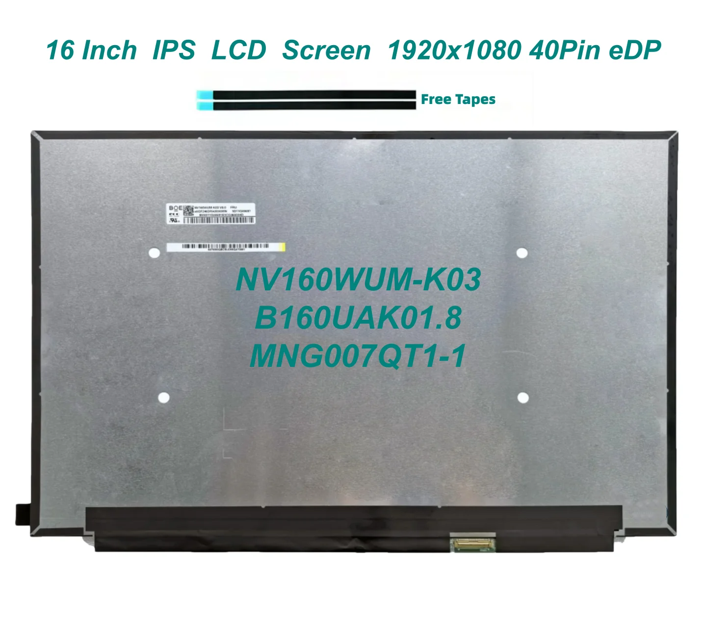 See40358eb73746aa82949f92b87f38ccT 16 Inch LCD Touch Screen NV160WUM-K03 MNG007QT1-1 B160UAK01.8 For Lenovo IdeaPad Slim 5 16AKP10 16IAH10 16IRH10/R Display Panel (New) - Image 1