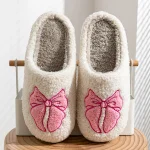 Fashion Cute Pretty Bow Women Slippers Indoor Winter Soft Sole Exquisite Warm Graceful (New)