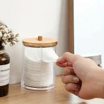 46024  Makeup Organizer Round Clear Acrylic Makeup Organizer Makeup Cotton Pad Swab (New)