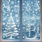 1 2Sheets Static Cling Window Stickers   Reusable PVC Modern Winter Snowman,Gingerbread Men,Snowflakes, Trees, (New)