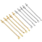 10 Stainless Steel Extension Chains with Lobster Clasps Connector Link Necklace Tail Making (New)