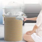 Haundry Thickened Tall Laundry Basket with Handle, Large Collapsible Round Laundry Hamper Bin (New)