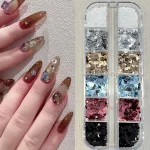 1 piece of 12 grid polka dot glitter nail art accessories, Instagram style; retro (New)