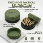 Mini .22LR Ammunition Storage Box Pocket Size Fits 50 Rounds Secure Screw Lid (New)