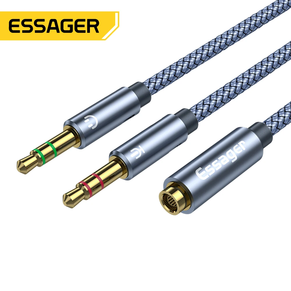 Sf15b528503f345e5ae182f744a2e761e7 Essager Headphone Splitter Earphone Adapter Audio 3.5mm Female to 2 (New) - Image 1