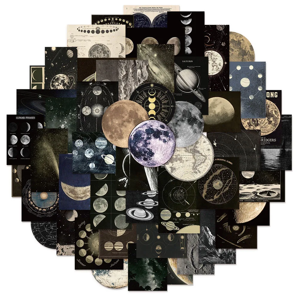 Sf1fd77ecc7964ffdb457b48fdc62dc0dX 50 Retro Celestial Graffiti Stickers DIY Luggage Skateboard Water Cup Laptop Waterproof Stickers (New) - Image 1