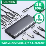 UGREEN Triple Display USB C HUB 10Gbps 4K HDMI Adapter 8 in 1 Splitter with (New)