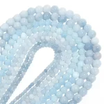Natural Aquamarines Stone Beads Blue Round Gemstone Bead for DIY Bracelet Necklace Charms (New)