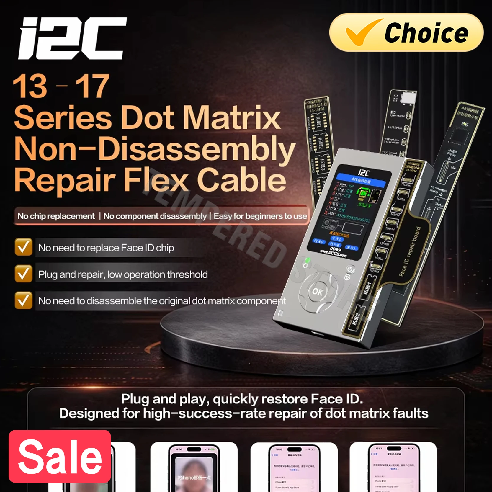 Sf25982eada8744fe99eea0d1d4c5f3ceV i2C I6S MC15 No Soldering Required Face ID Test Flex (New) - Image 1
