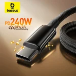 Baseus 240W Tungsten Gold Cable Type C To USB C For iPhone 17 (New)