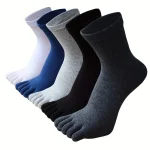 5 pairs of mens solid color five finger socks simple cotton odor resistant (New)