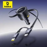 Baseus 90W USB Type C Car Charger Dual Retractable Cable PD QC SCP AFC (New)