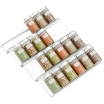 1 2 4 Spice Drawer Organizer Adjustable Seasoning Organizer Acrylic Spice Jars Rack Tray Expandable (New)