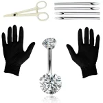 8 Belly Piercing Kit   14G Belly Button Ring with 316L Steel Piercing (New)