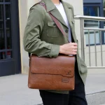 Business Shoulder Bag For IPAD PU Leather Business Handbag Men Messenger Bag Large (New)
