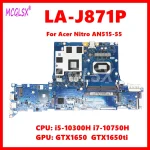LA J871P With i5 i7 10th Gen CPU GTX1650ti V4GB GPU Laptop Motherboard For Acer Nitro (New)